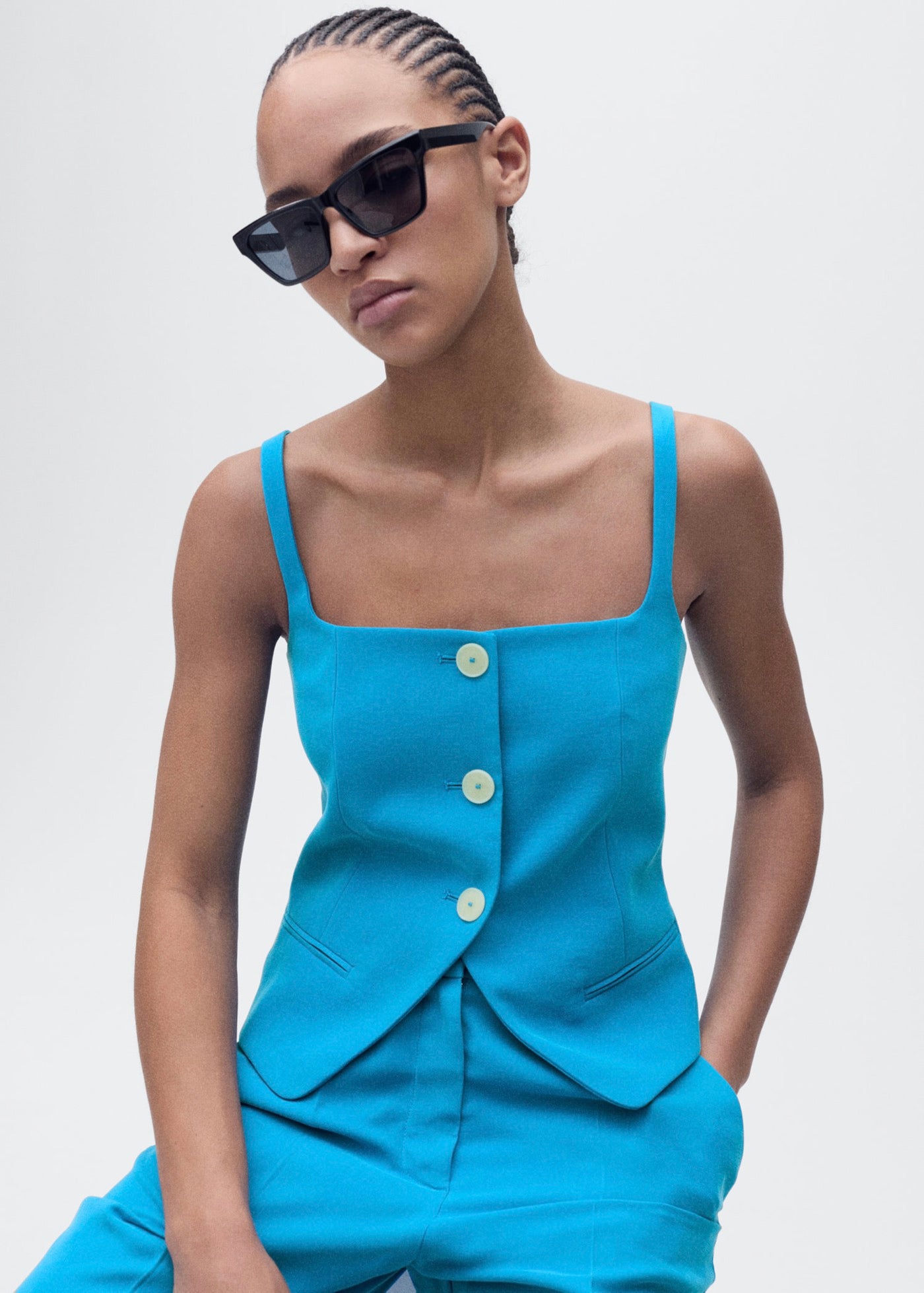 Backless Suit Vest - Blue