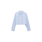 Chemise Courte Rayée Avec Détail De Coutures
