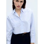 Chemise Courte Rayée Avec Détail De Coutures