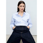 Chemise Courte Rayée Avec Détail De Coutures