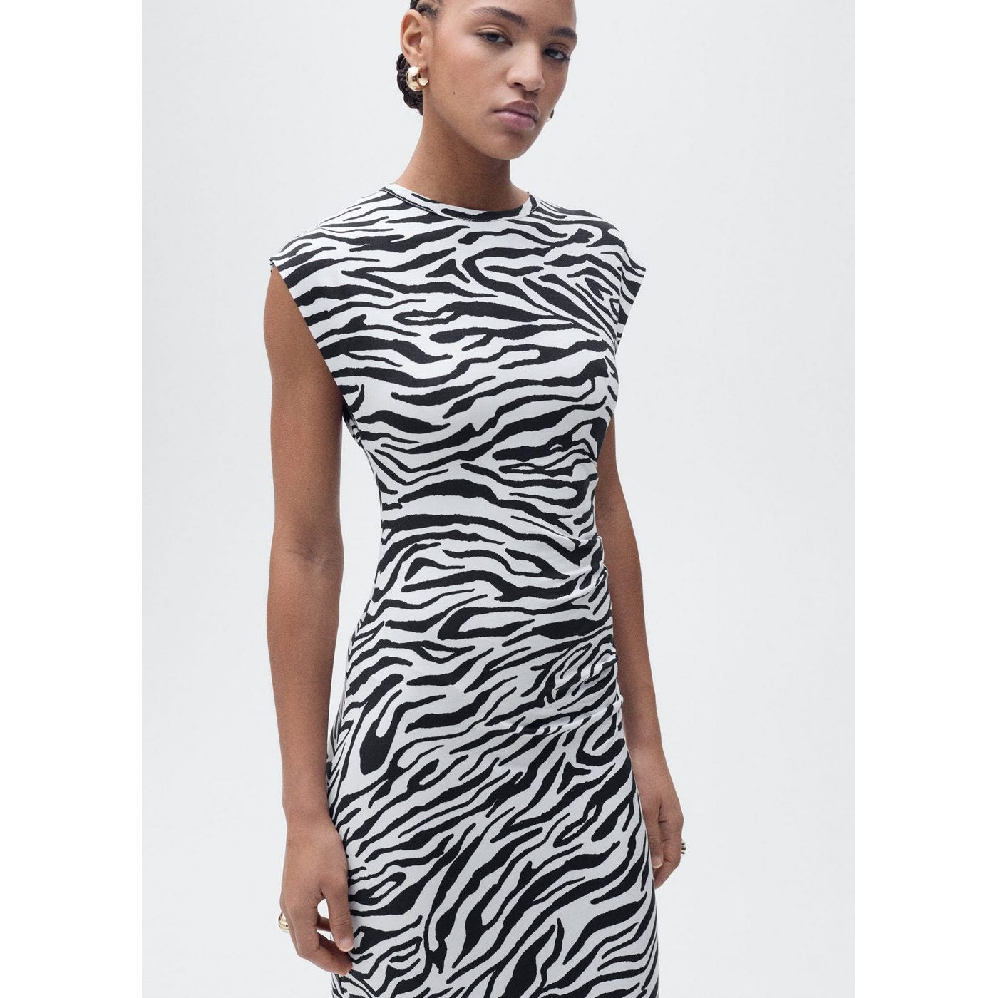 Robe Midi Ajustée Zèbre