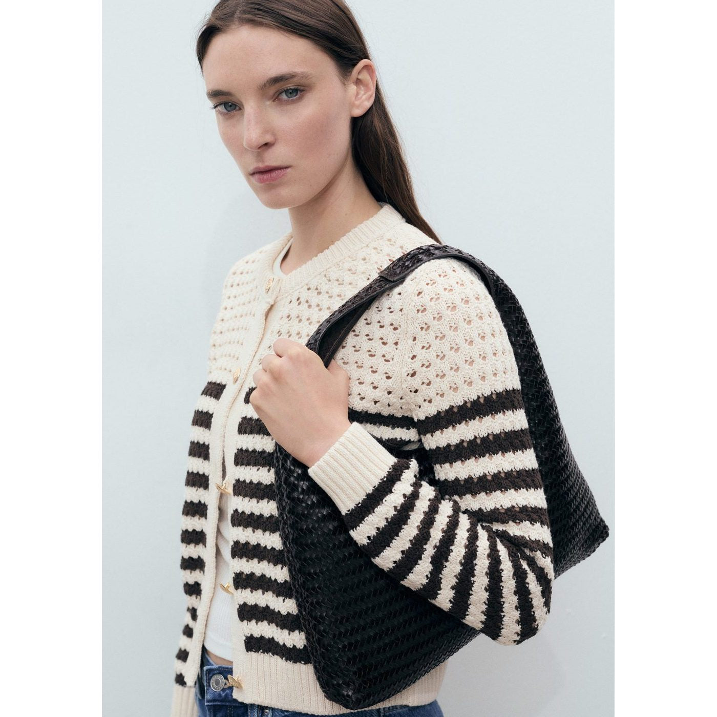 Cardigan Maille Ajourée Rayures