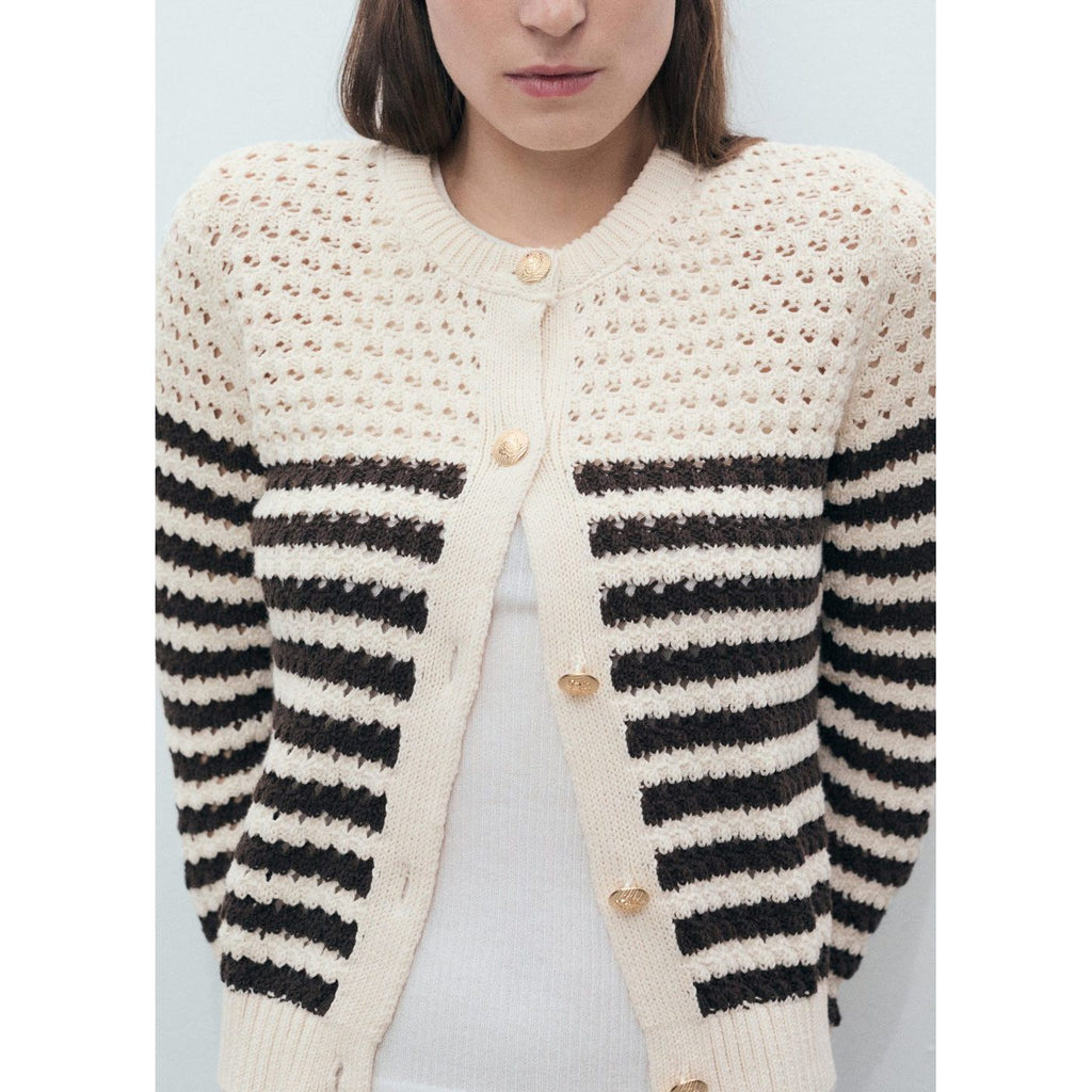 Cardigan Maille Ajourée Rayures