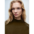 Zip Mock-Neck Pullover - Khaki