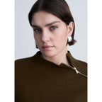 Zip Mock-Neck Pullover - Khaki