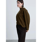 Zip Mock-Neck Pullover - Khaki