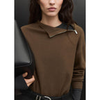 Zip Mock-Neck Pullover - Khaki