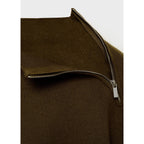 Zip Mock-Neck Pullover - Khaki