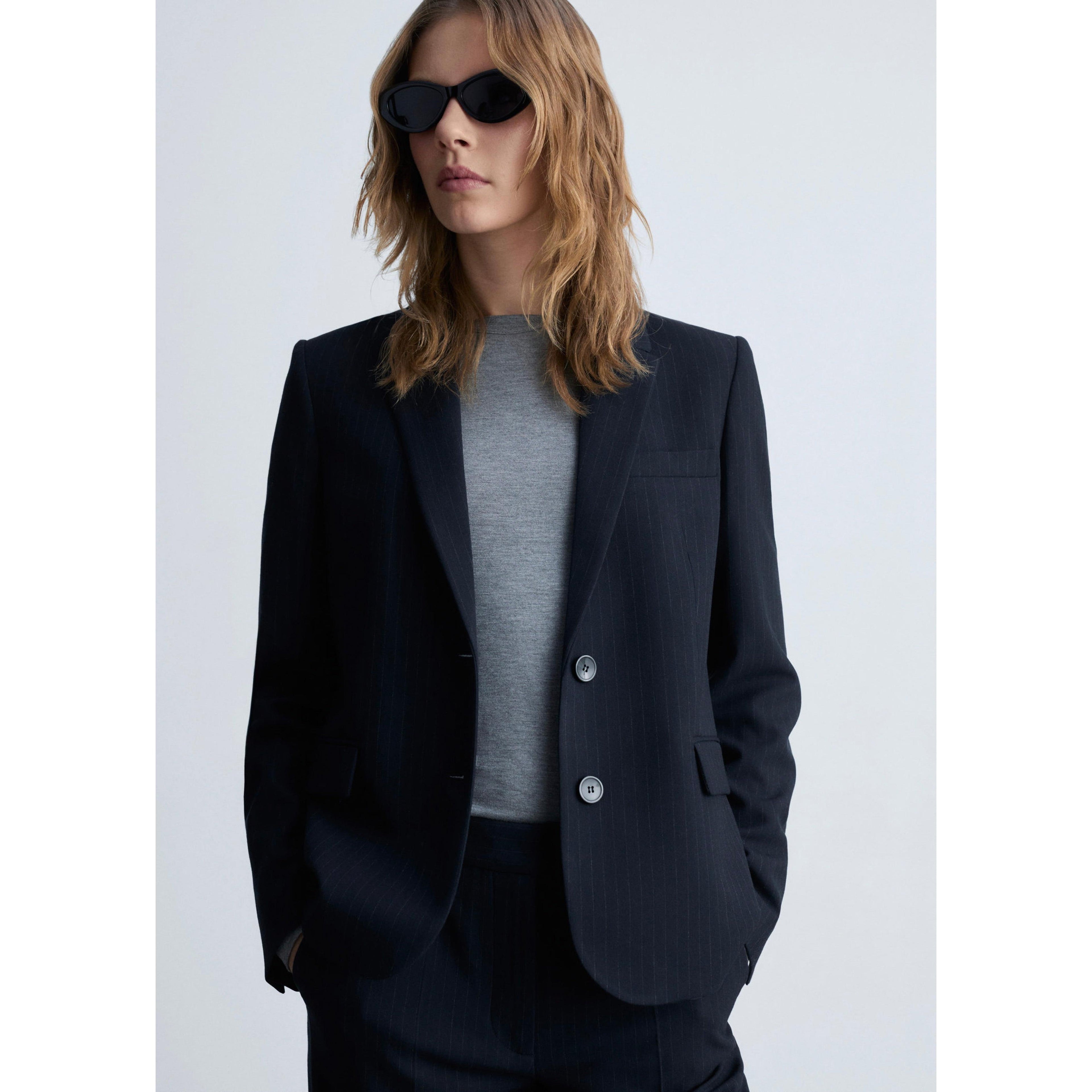 Veste De Costume Fines Rayures - Dark Navy