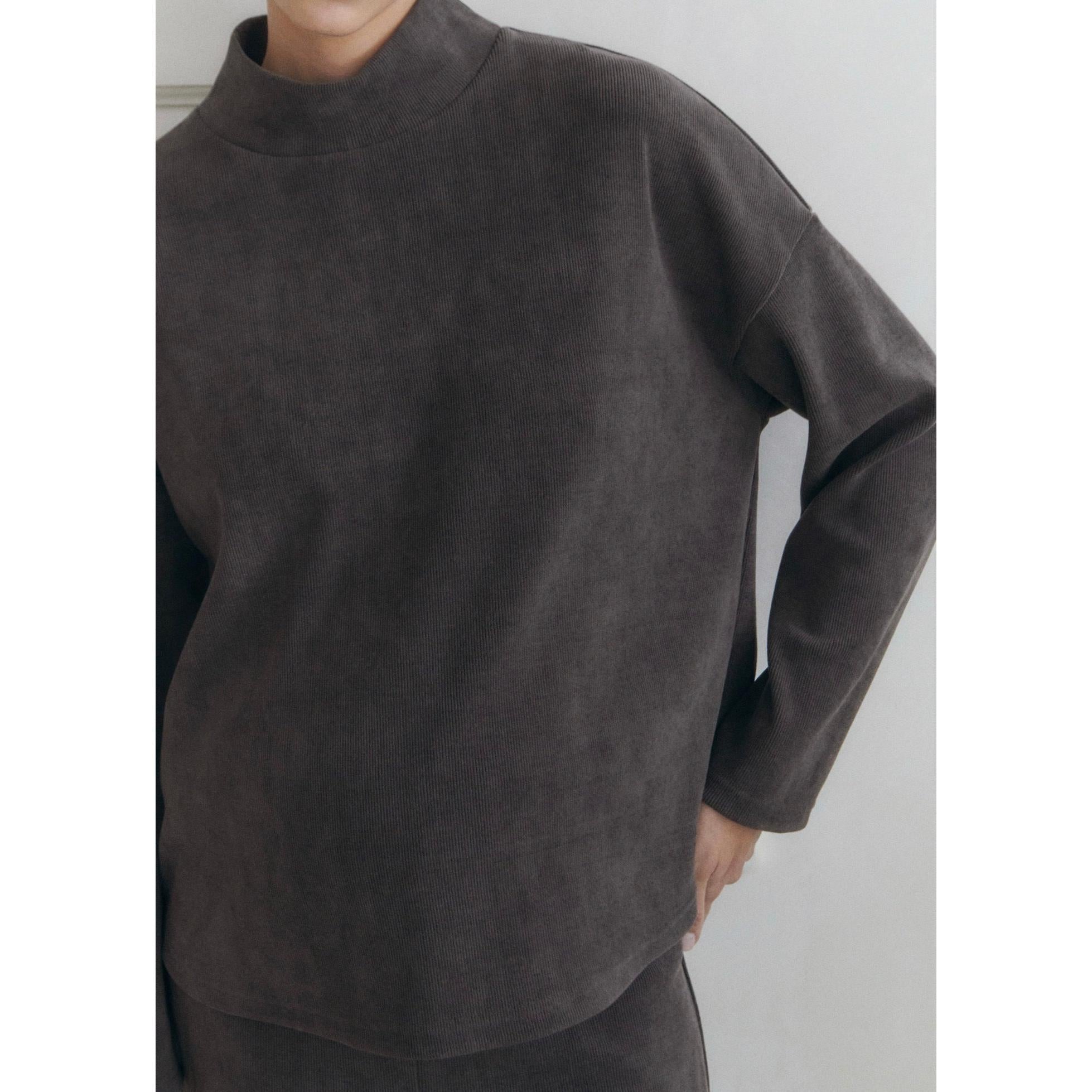 Sweat-Shirt En Velours Côtelé Prémaman - Dark Heather Grey