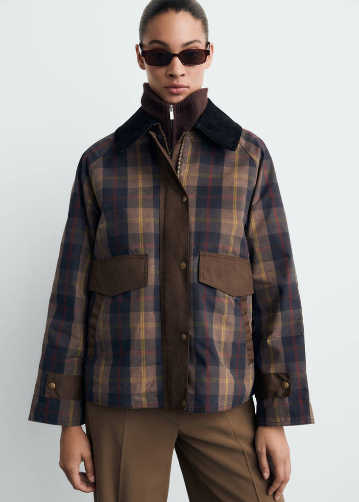 Parka Carreaux Col Contrasté