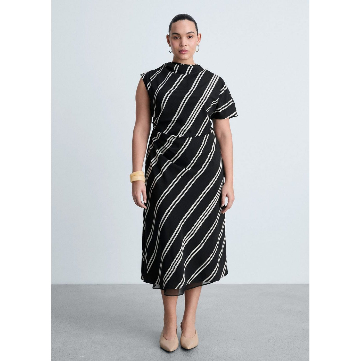 Robe Midi Imprimé À Rayures