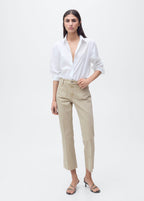 Jean Flare Crop Poches - Pastel Green