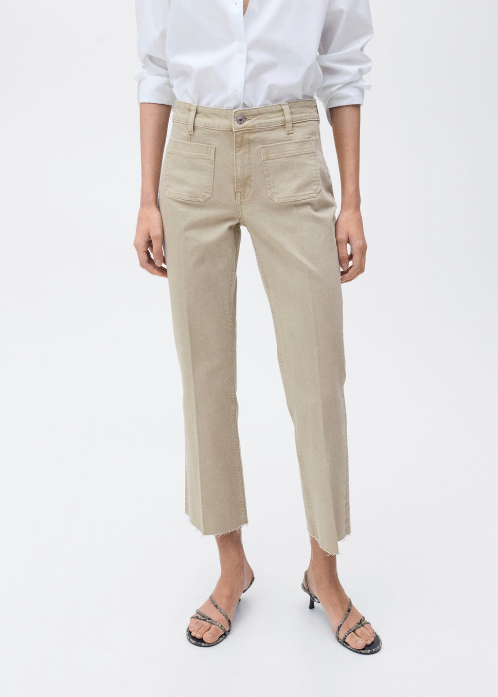 Jean Flare Crop Poches - Pastel Green