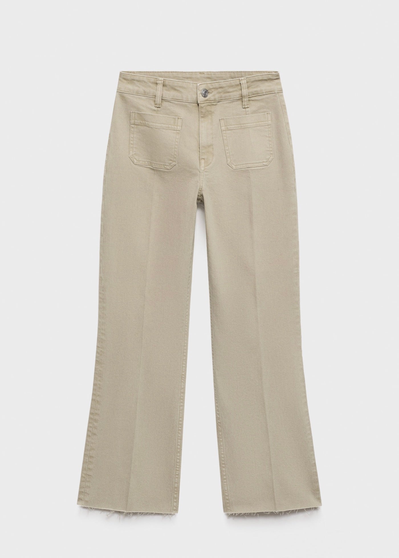 Jean Flare Crop Poches - Pastel Green