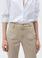Jean Flare Crop Poches - Pastel Green