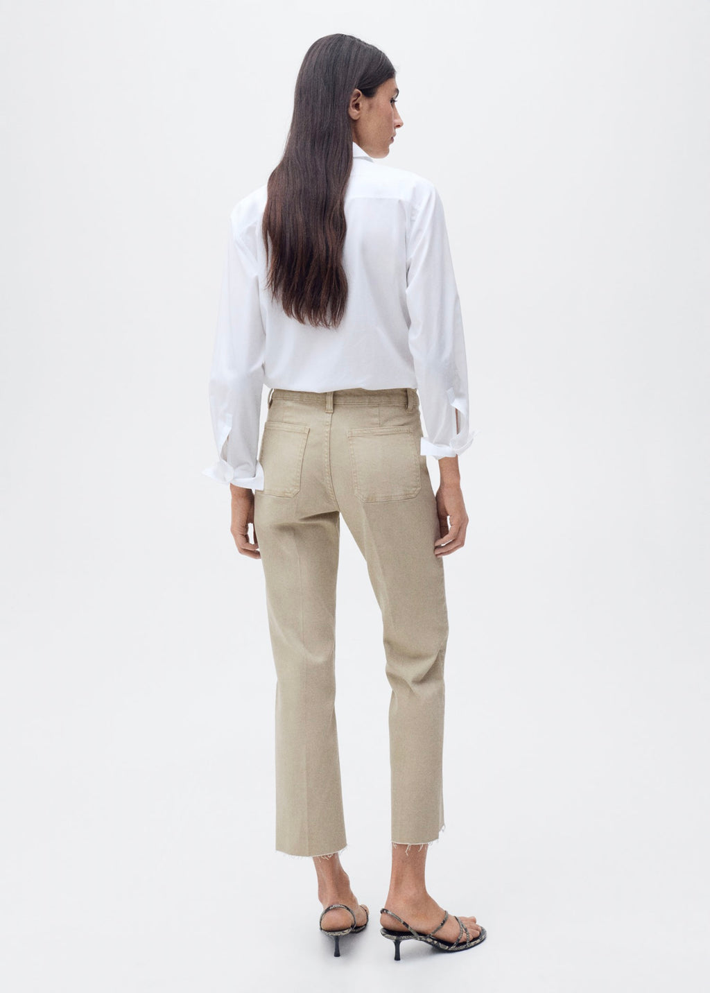 Jean Flare Crop Poches - Pastel Green