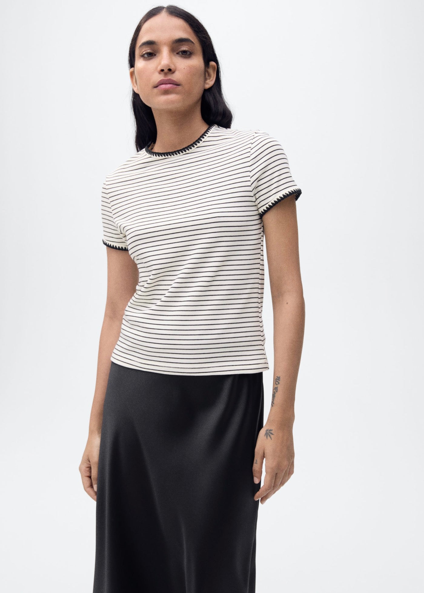 T-Shirt Coton Liserés Contrastants