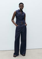 Pantalon Denim Wideleg Ceinture