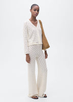 Cardigan Maille Détails Ajourés - Ecru