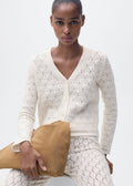Cardigan Maille Détails Ajourés - Ecru