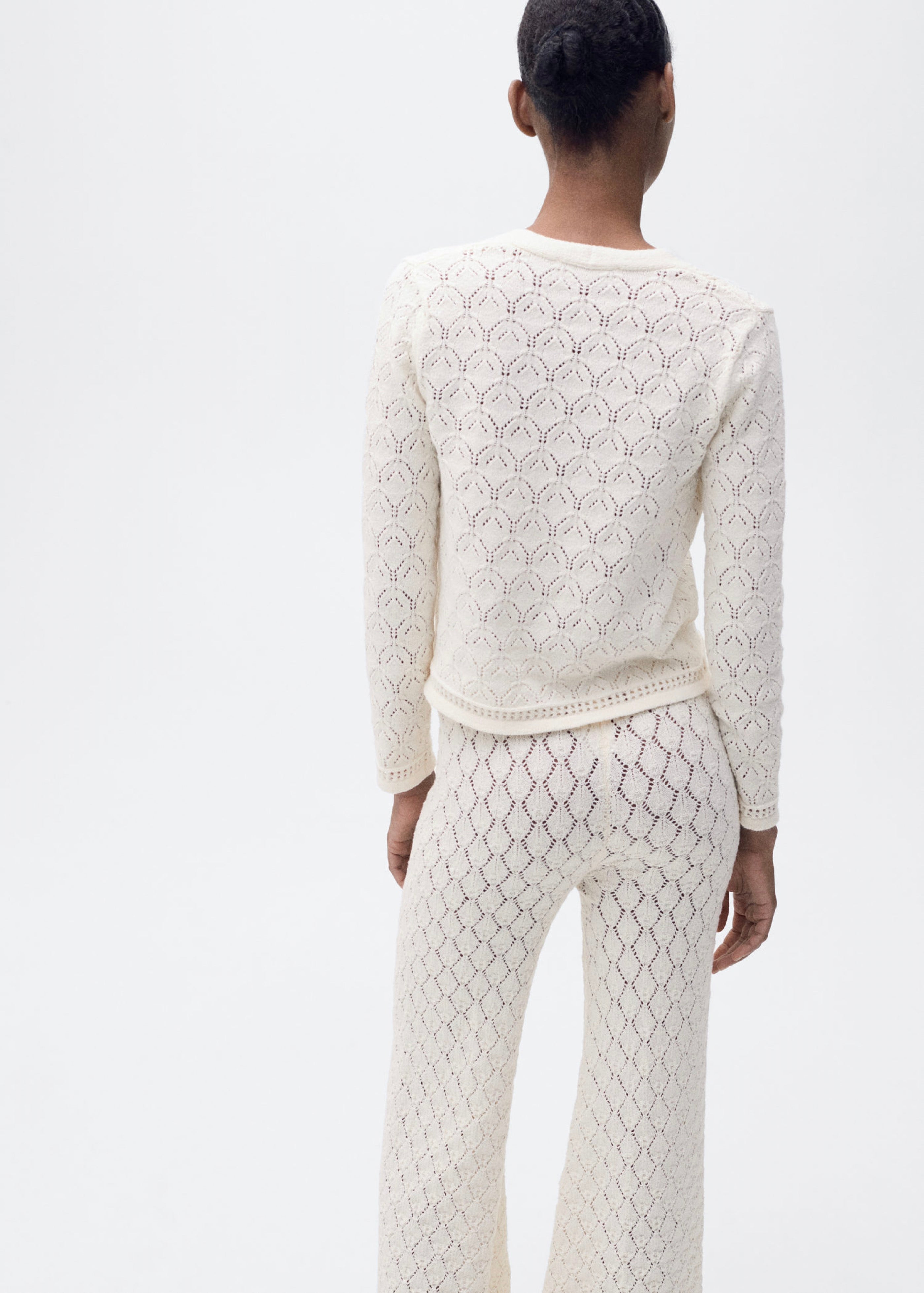 Cardigan Maille Détails Ajourés - Ecru