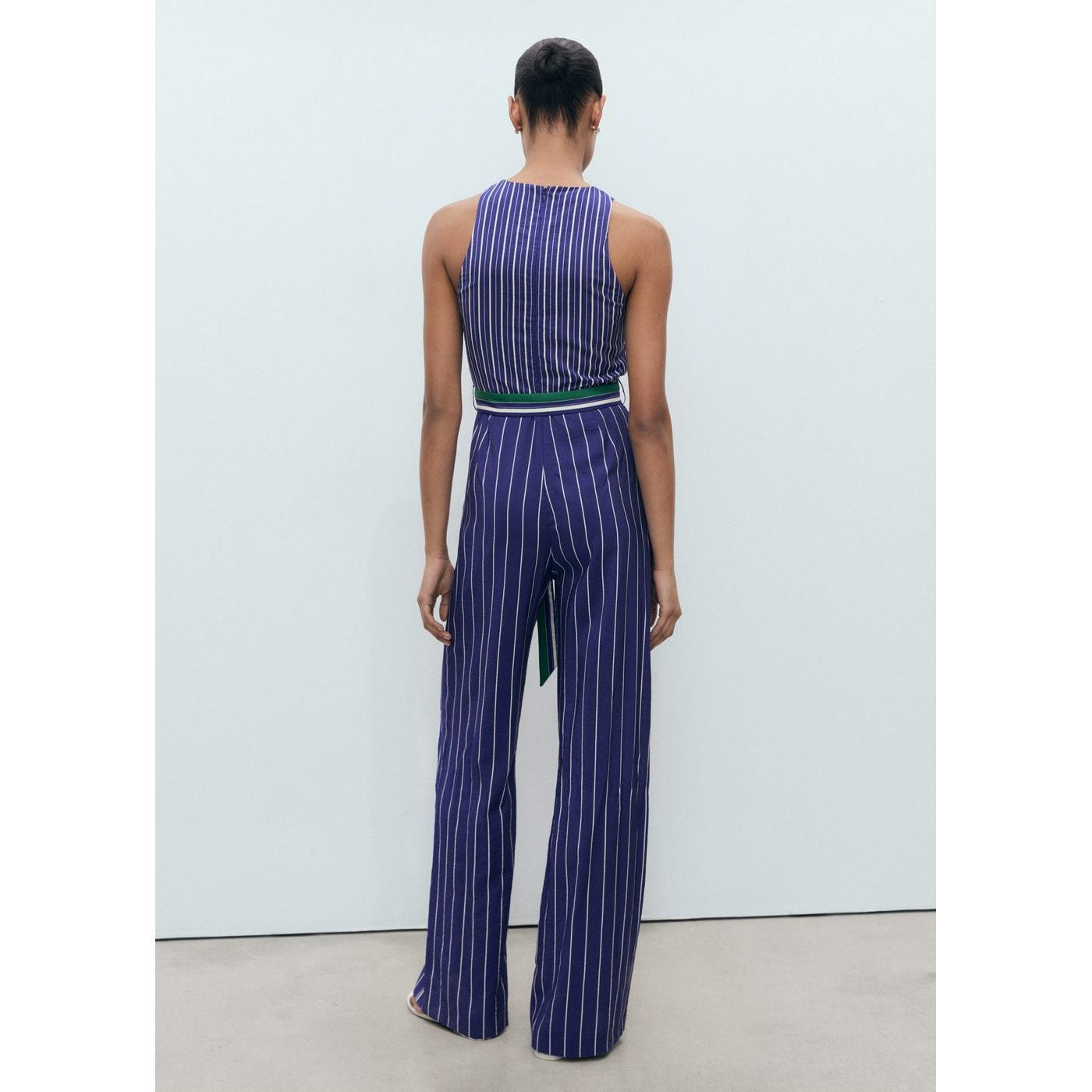 Striped Belt Jumpsuit