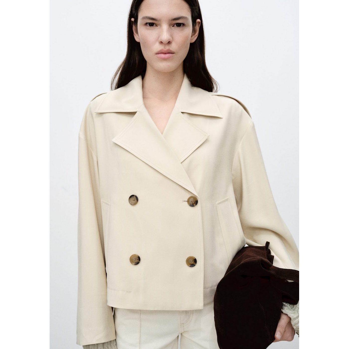Trench Crop Double Boutonnage