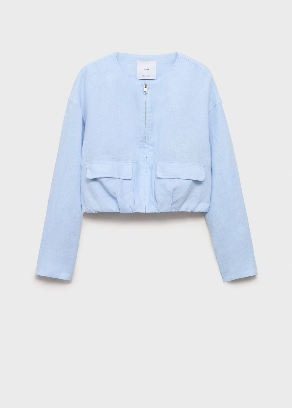 Veste Courte En Lin À Poches - Sky Blue