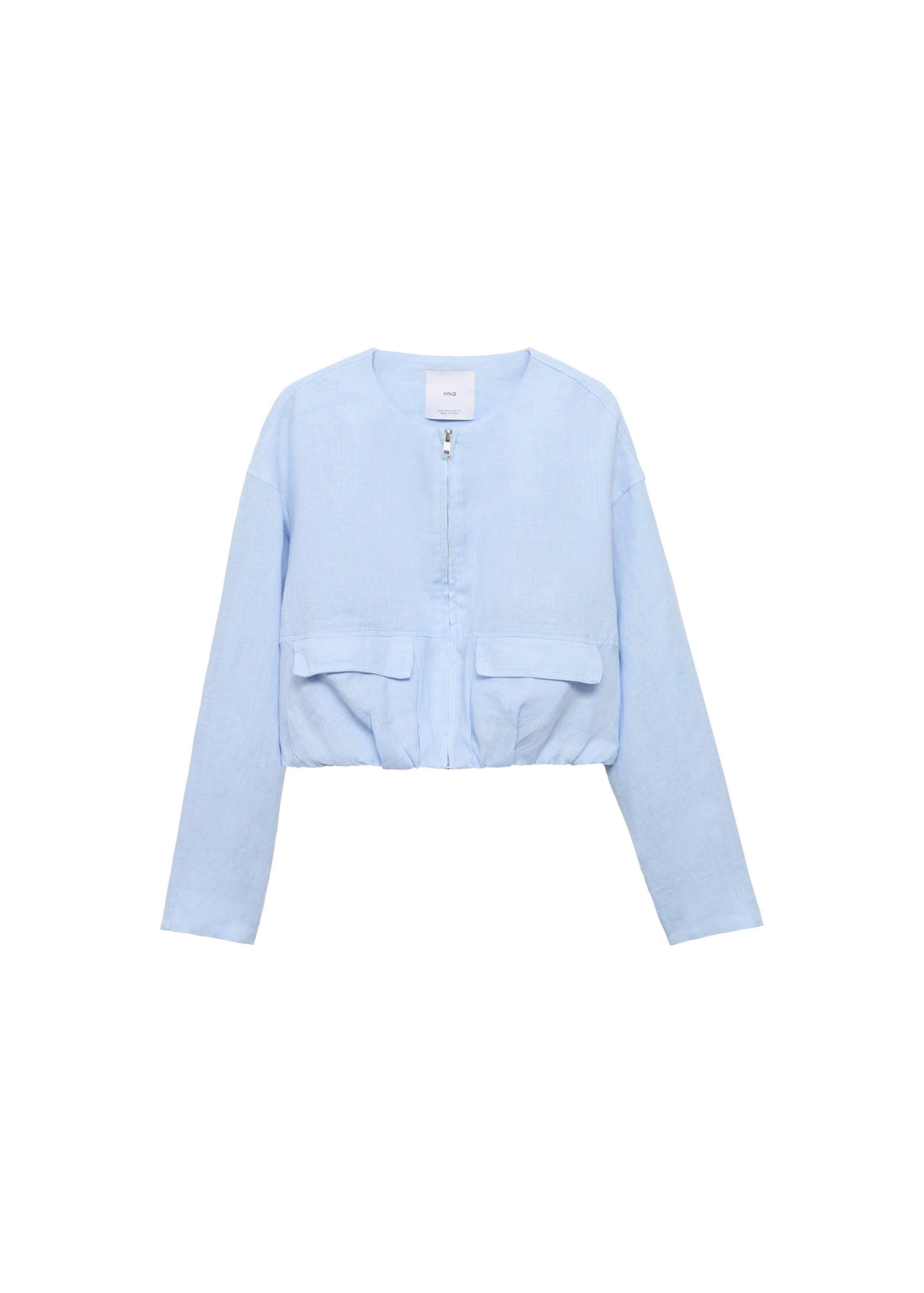 Veste Courte En Lin À Poches - Sky Blue
