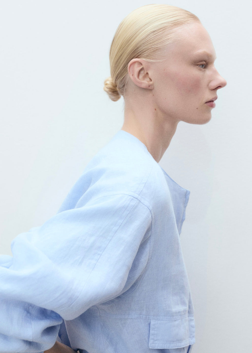 Veste Courte En Lin À Poches - Sky Blue