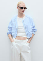 Veste Courte En Lin À Poches - Sky Blue