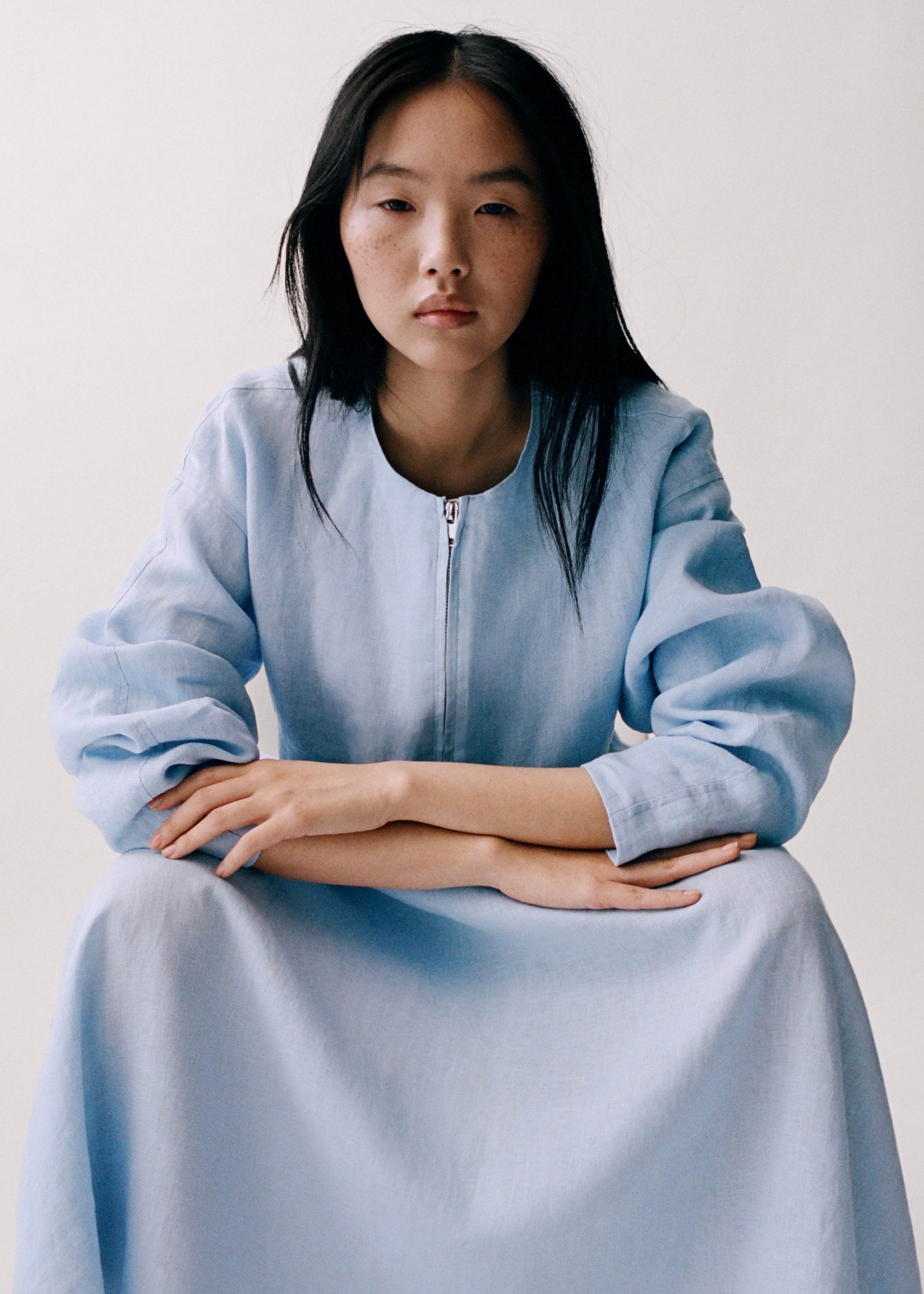 Veste Courte En Lin À Poches - Sky Blue