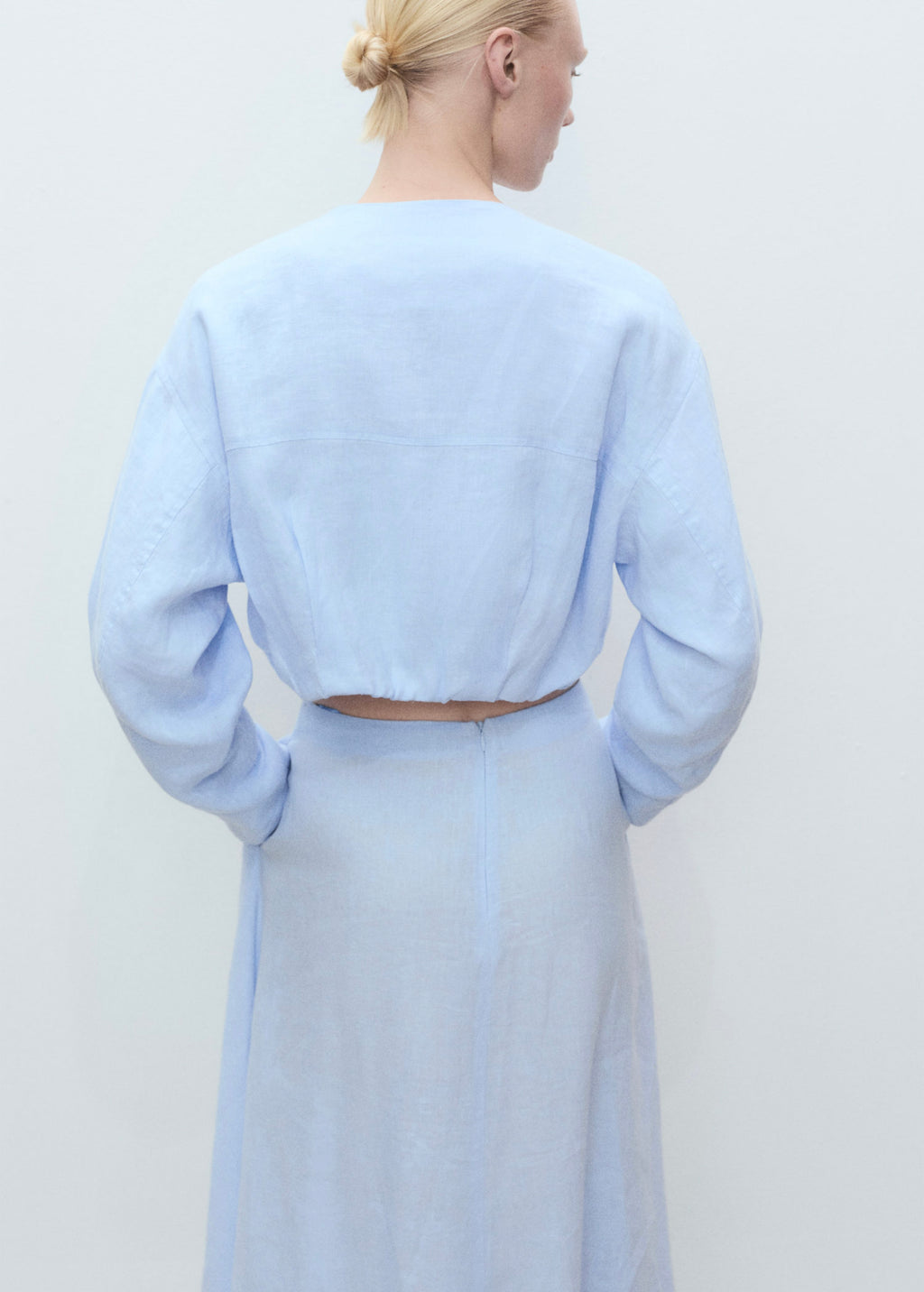 Veste Courte En Lin À Poches - Sky Blue