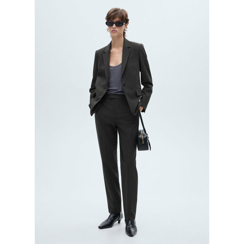 Pantalon De Costume Fines Rayures - Dark Heather Grey