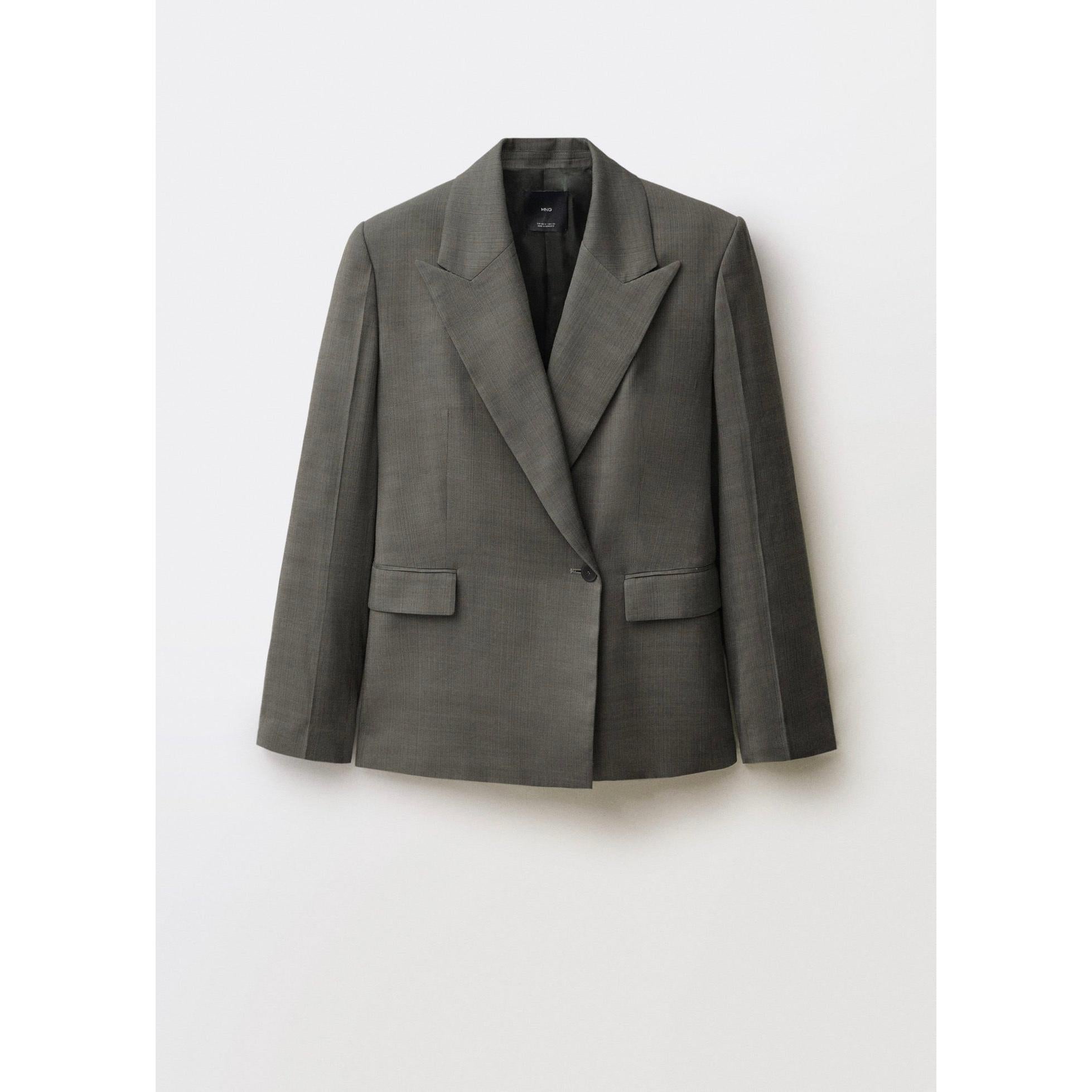 Oversized Double-Breasted Suit Jacket - Khaki