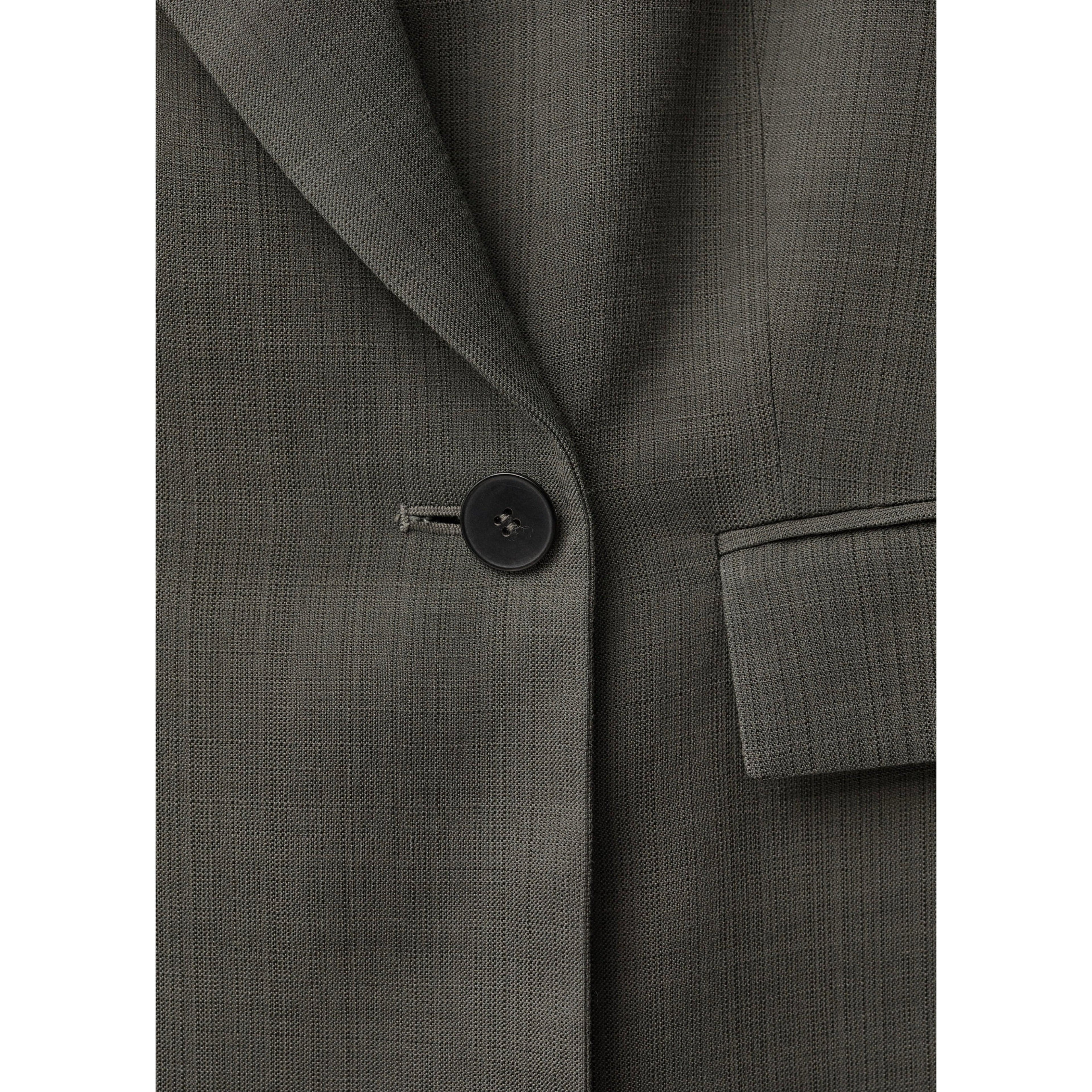 Oversized Double-Breasted Suit Jacket - Khaki