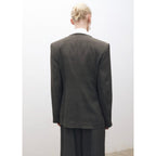 Oversized Double-Breasted Suit Jacket - Khaki