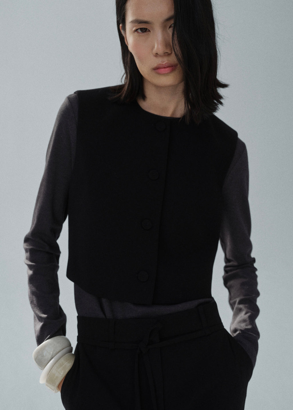 Gilet Costume Boutons - Black