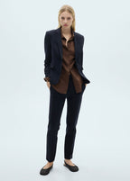 Pantalon Droit Maille Point De Rome - Dark Navy