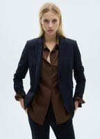 Pantalon Droit Maille Point De Rome - Dark Navy
