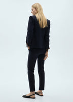 Pantalon Droit Maille Point De Rome - Dark Navy