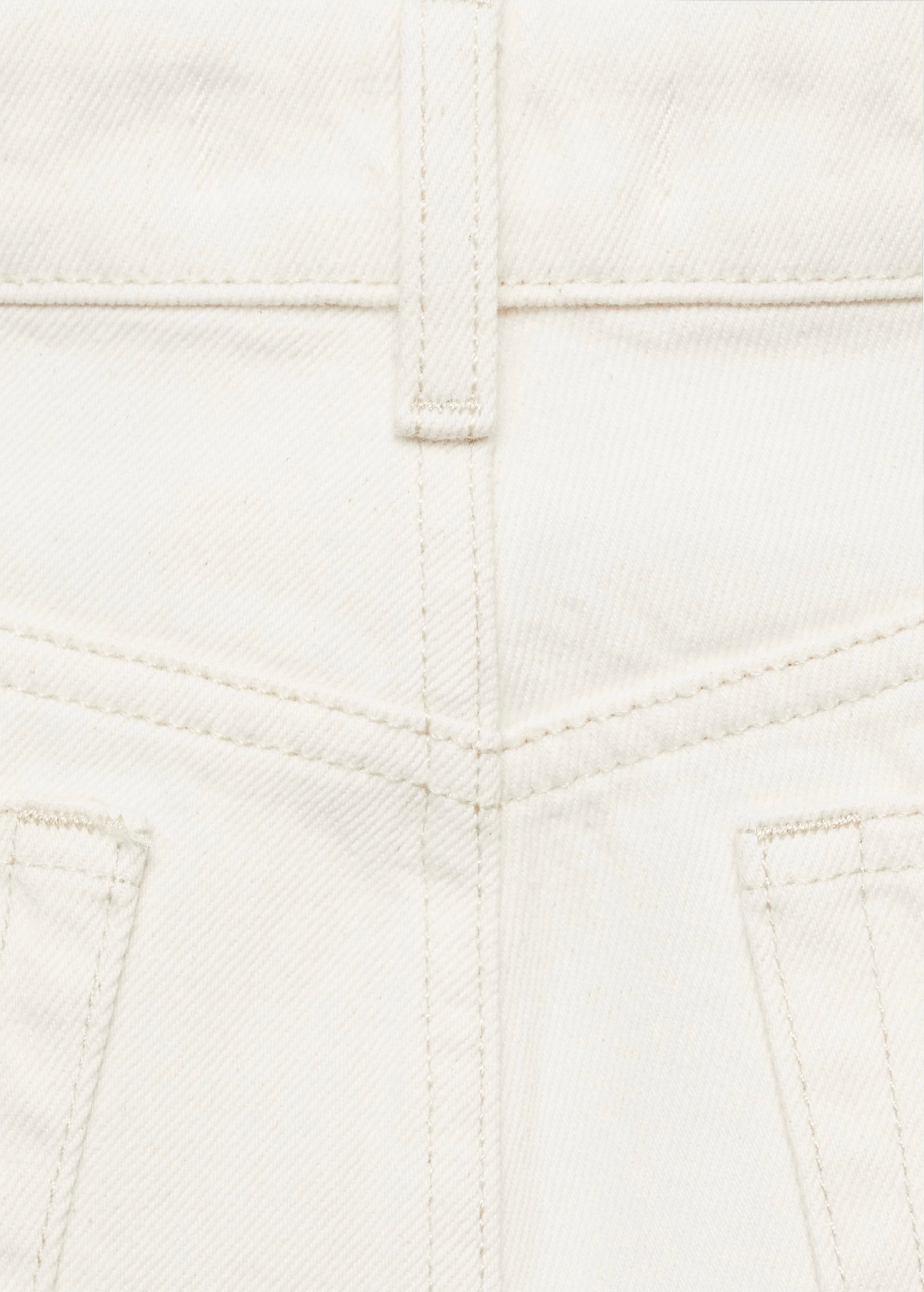 Wideleg Crop Coutures Jeans - Ecru