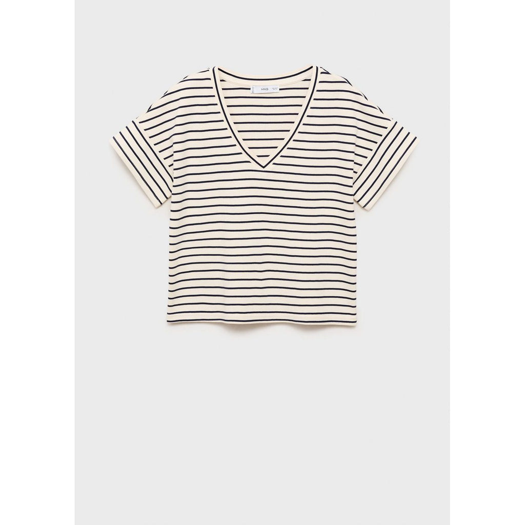 T-Shirt À Rayures Col En V