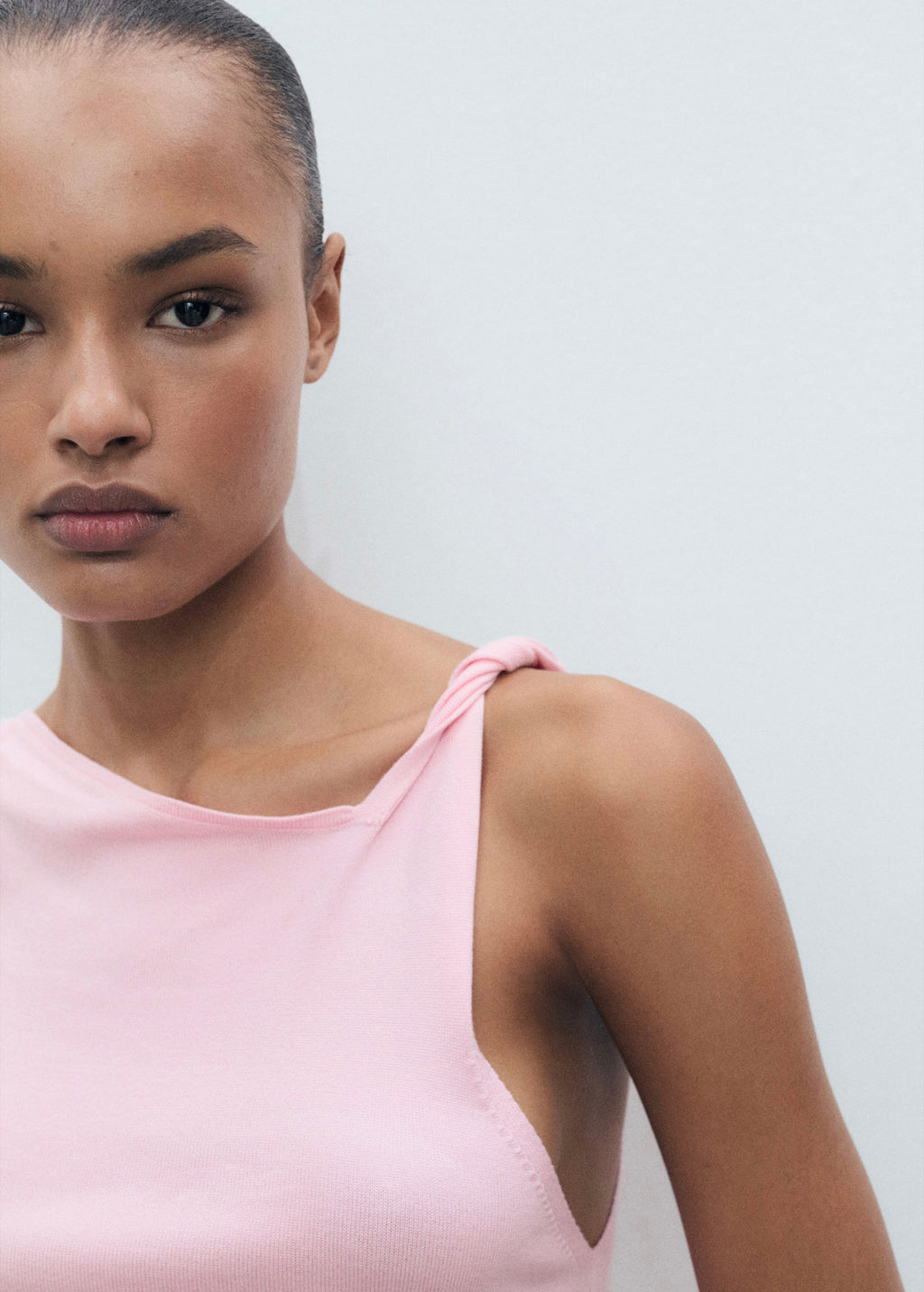 Haut Asymétrique Maille Fine - Fuchsia