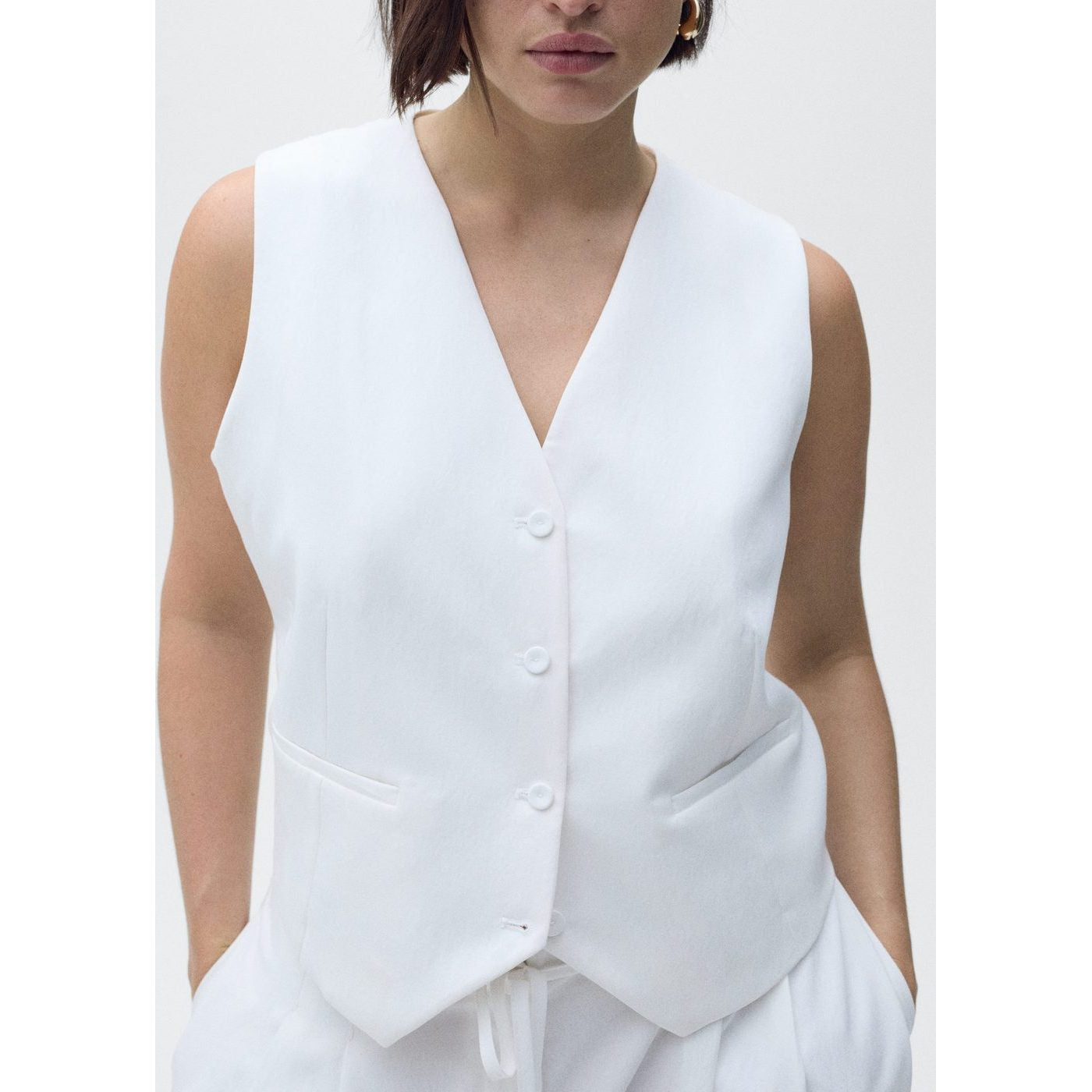 Gilet De Costume Droit En Lyocell