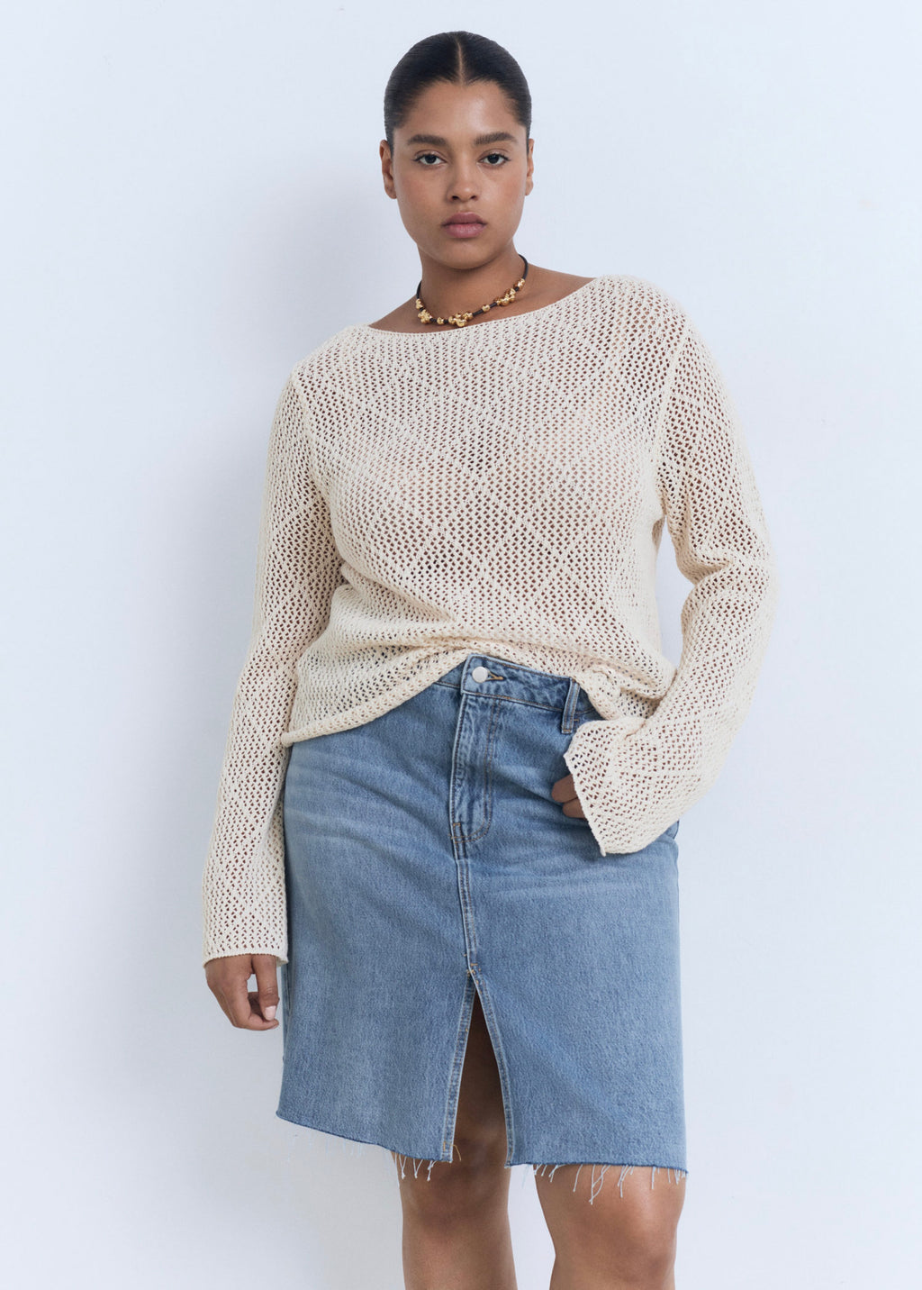 Jupe Midi Denim - Medium Blue