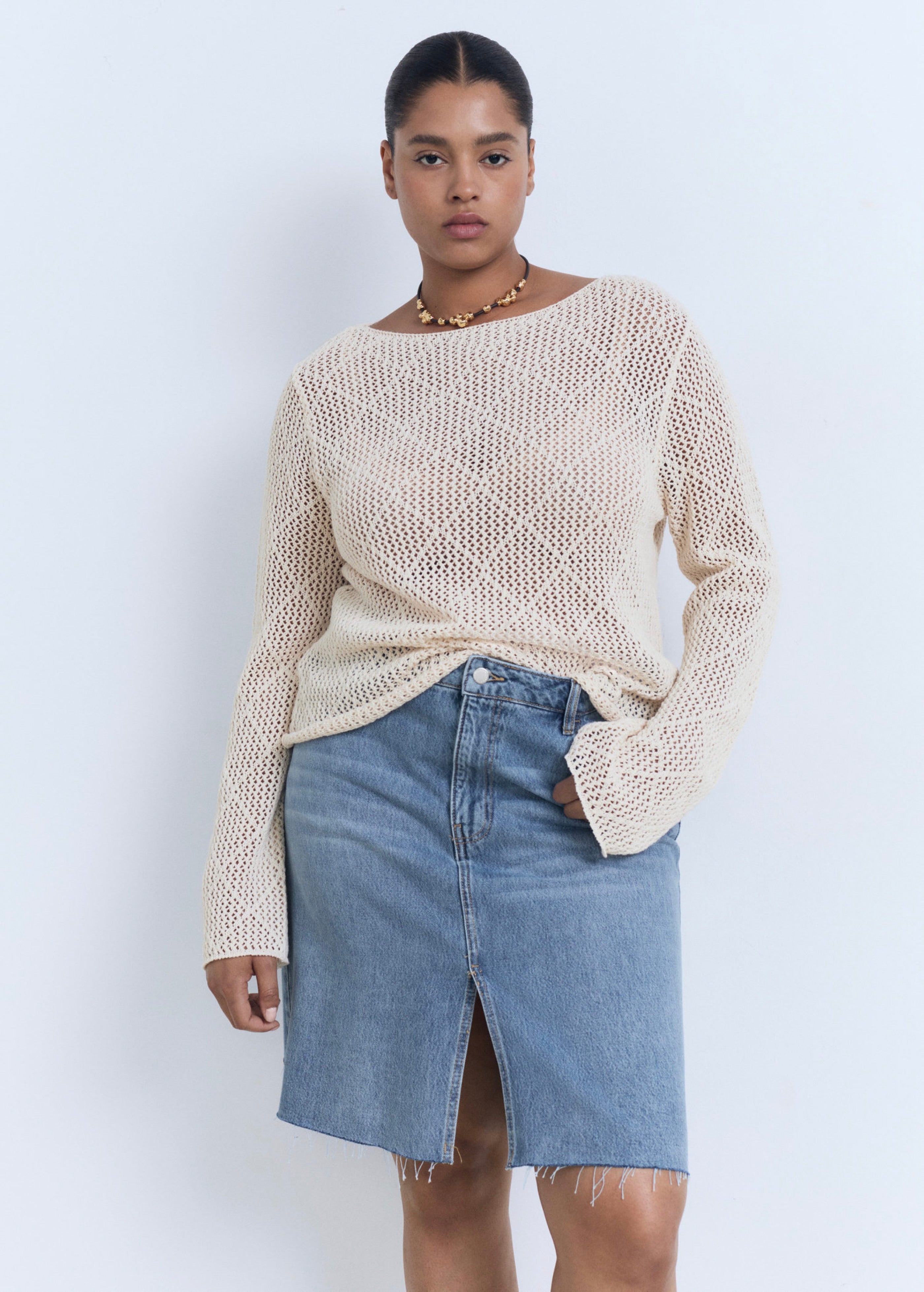 Jupe Midi Denim - Medium Blue