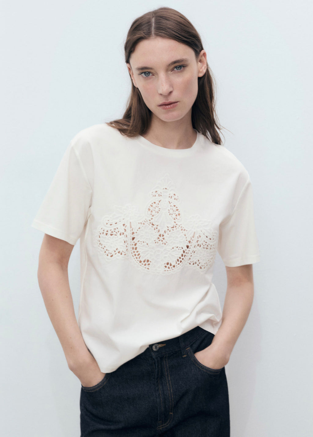 Embroidered Cotton T-Shirt - White