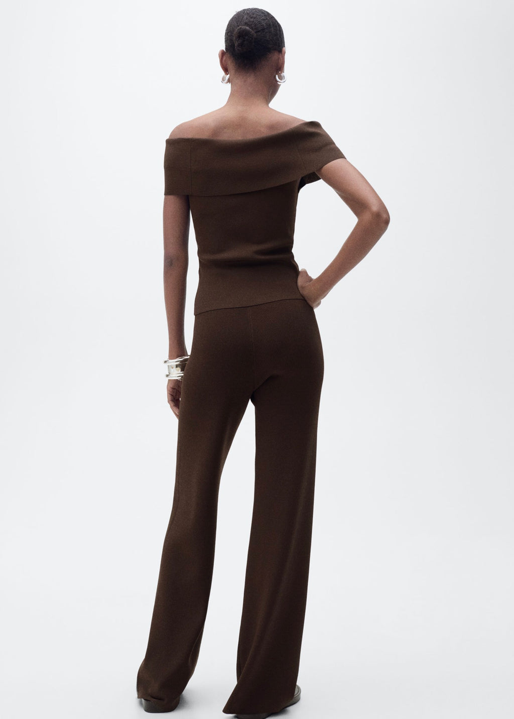 Straight Knit Trousers - Chocolate